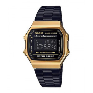 RELOJ CASIO RETRO DIGITAL NEGRO GOLD - A168WEGB-1BEF