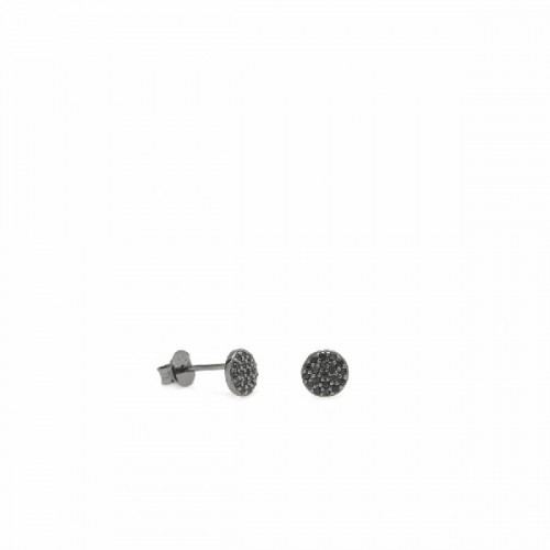 PENDIENTES LINEARGENT PLATA CIRCONITAS NEGRAS - 16367-N-A